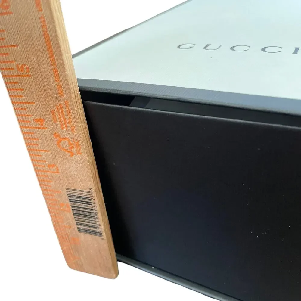 Gucci Gift Box Large Magnetic Black White Classic Logo w Ribbon & Tissue EMPTY